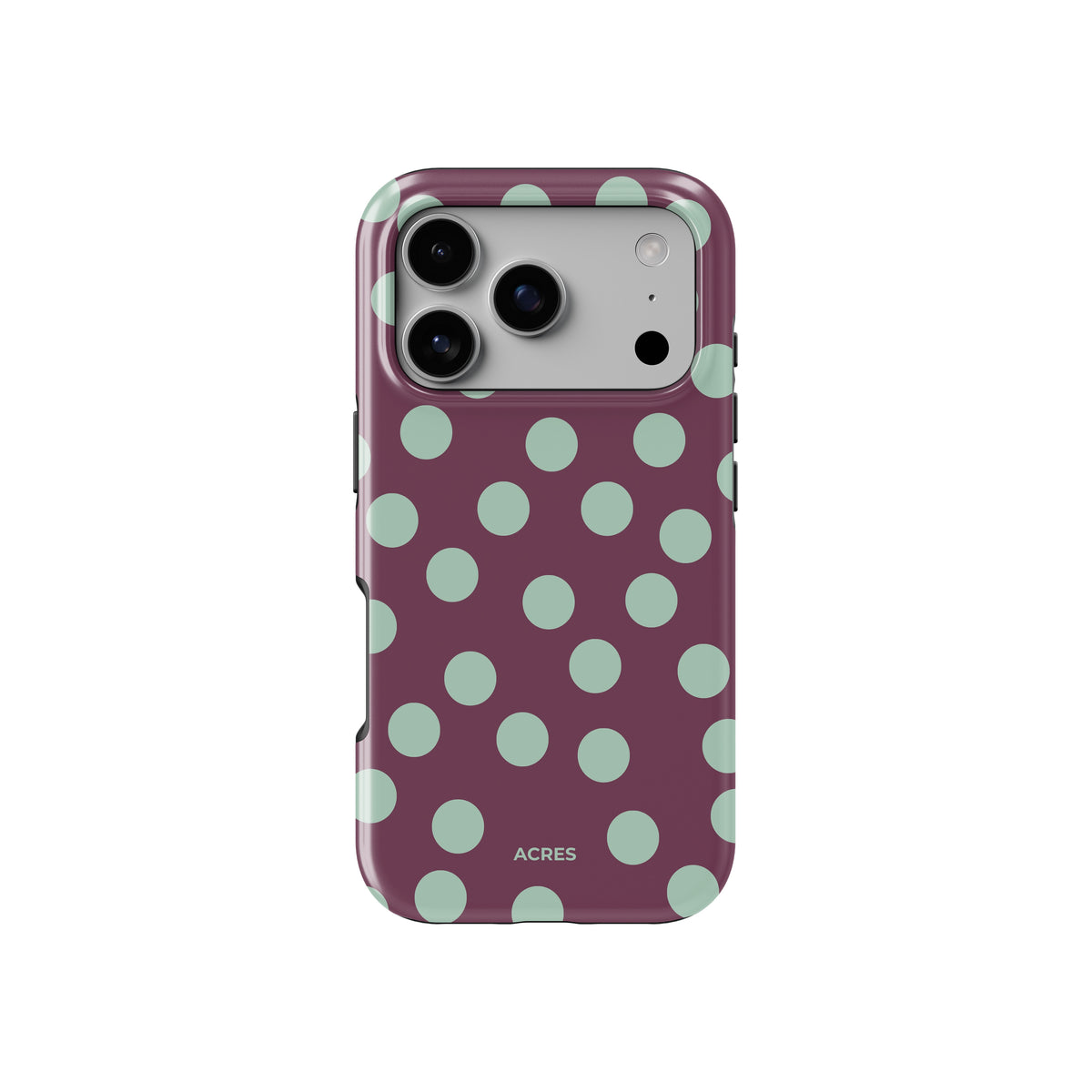 Mint&Burgundy Polka Baskılı Telefon Kılıfı